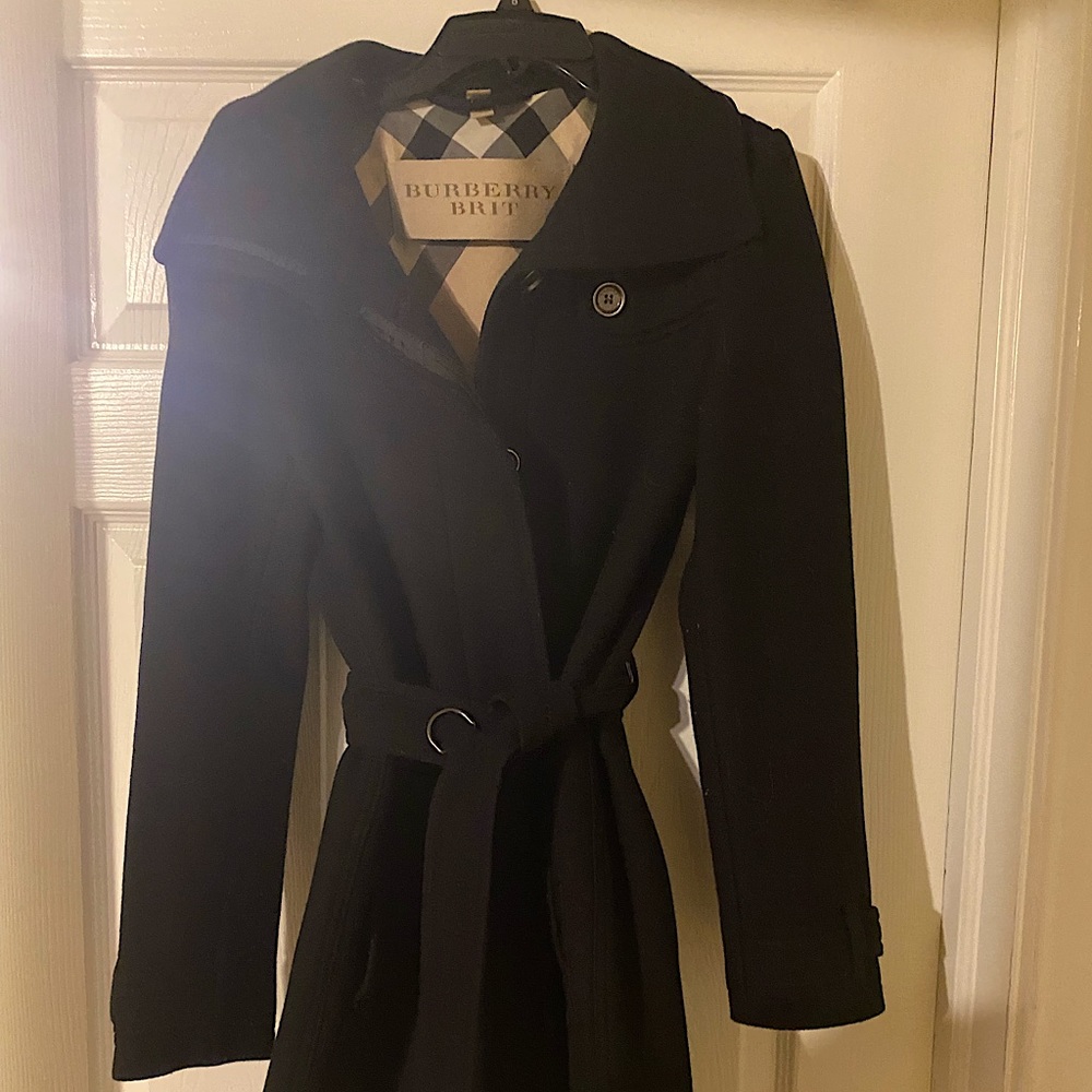 Women’s Black Burberry Brit Pea Coat
